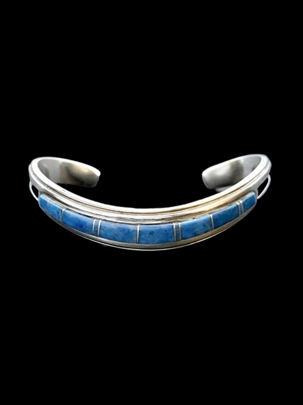 Native American signed sterling silver sodalite cuff bracelet